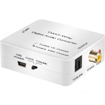 AMANKA Coaxial a Óptico Toslink SPDIF Convertidor Audio Digital 2-Way Audio Adaptador Convertidor Soporte DTS/Dolby-AC3 con Cable USB para PS4 Receptor de Satélite Xbox BLU-Ray HD TV