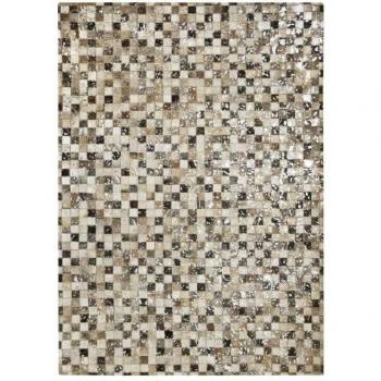 Alfombra de cuero EXTRA SILVER LEATHER con fragmentos de plata reciclados, dimensiones 120 x 170 cm, color gris claro
