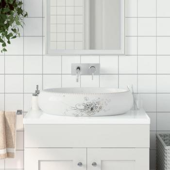 Lavabo sobre encimera ovalado cerámica blanco 59x40x15 cm
