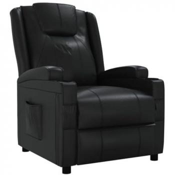 Sillón reclinable de cuero sintético negro vidaXL