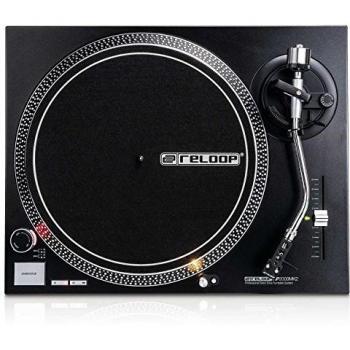 Reloop RP-2000 MK2 DJ turntable with quartz-controlled direct drive and phono / line output, black metallic