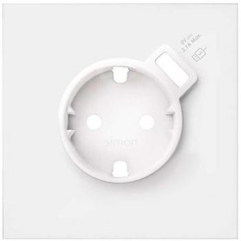 Simon 100 Kit Frontal 1 Elemento con Base Enchufe Schuko y Cargador USB Integrado Blanco Mate