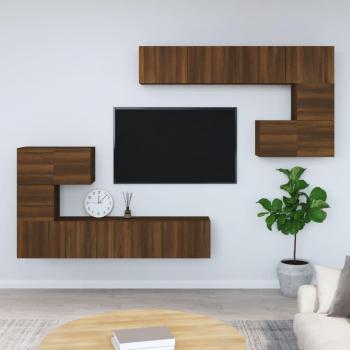 Mueble de pared para TV de madera contrachapada en roble marrón, Mueble de salón, Mueble TV, Mesa de TV