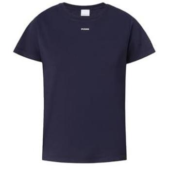 Pinko Women's Basic Short Sleeve Black Cotton T-Shirt with Mini Logo