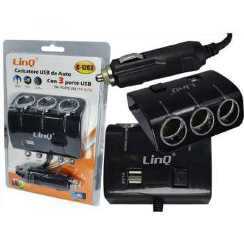 Adaptador Triple Cargador de Encendedor de Auto 12V con 2 Puertos USB C-12c3