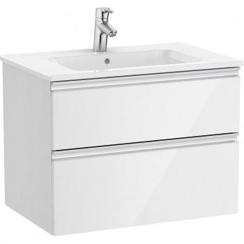 Mueble de baño Roca The Gap con 2 cajones y lavabo central, color blanco brillo, medidas 705 x 460 x 537 mm