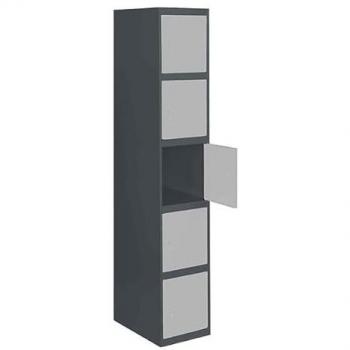 Taquilla Vestuario Metálica SimonRack, 5 Puertas, Incluye Llave, Dimensiones: 1800x300x500 mm, Color Antracita/Gris