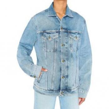 Pepe Jeans Women's Sustainable Boyfriend Denim Jacket (M) - Casual Blue Long Sleeve