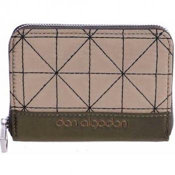 Cartera de mujer Don Algodón Viareggio en color kaki y textil negra con cremallera