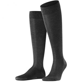 Calcetines de Rodilla para Hombre Tiago - Algodón Orgánico, Logo Bordado, Largo, Color Gris Melange, Talla 43/44