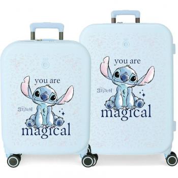 Juego de Maletas Disney Stitch You Are Magical - Cabina y Mediana, Capacidad 116L, Azul Claro