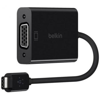 Adaptador Belkin USB-C a VGA Negro con Conector Macho USB-C y Hembra VGA