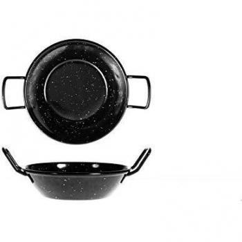 La Valenciana 14 cm Acero esmaltado sartén con 2 Asas, Negro