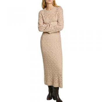 Vestido Midi Calado con Cuello Redondo Hailey Beige para Mujer - Pepe Jeans 2024