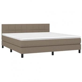 Cama box spring con colchón viscoelástico de tela gris taupe 180x200 cm