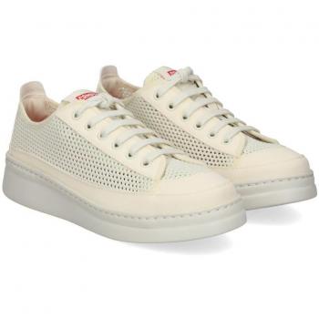Camper Women's Runner Sneakers - White/Beige, Size 36, Cotton Fabric/Smooth Leather