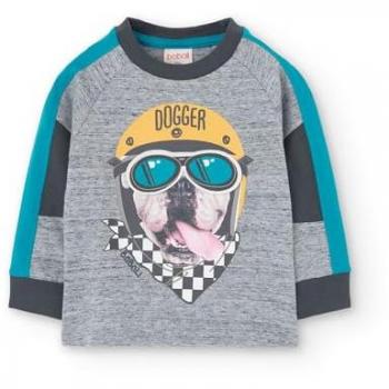 Camiseta de bebé niño de algodón con dibujo frontal y manga larga Boboli