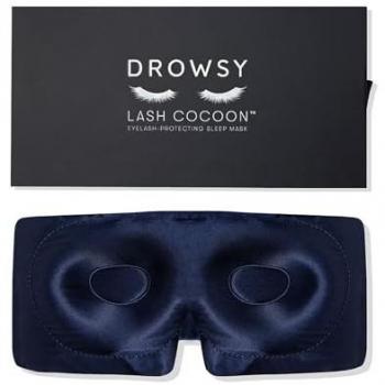 Midnight Blue Silk Eyelash Protecting Sleep Mask with Deep Eye Cups & Total Blackout
