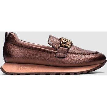 Mocasines de mujer de piel con adorno hebilla - Modelo 233134 color marrón