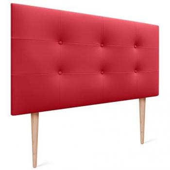 Cabecero Acolchado Capitone de Polipiel Rojo 105x115cm con Patas y Grosor de 8cm