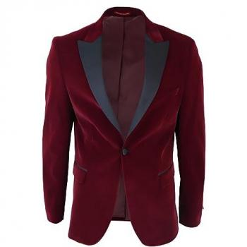 Men's Burgundy Velvet Dinner Tuxedo Blazer - Size 40