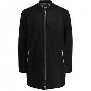 Only & Sons Abrigo de Hombre con Cremallera Tejido Negro 22014441