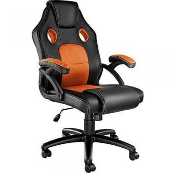 Silla de Juego Racing Mike Negra/Naranja - Acolchado Extragrueso y Ajustable en Altura