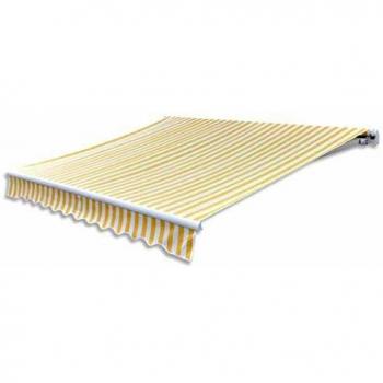 vidaXL Toldo Jardín Plegable 300 cm Manual Amarillo y Blanco Terraza Balcón