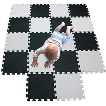 MQIAOHAM área de Juego para niños colchonetas de Espuma de Juego de Bolas Rompecabezas tapete de Juego tapete de bebé alfombras de Juego de Espuma Suave para niños 18 Piezas Blanco Negro 101104