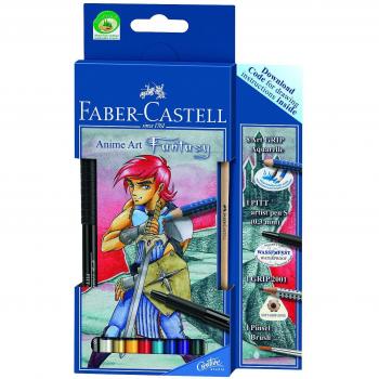 Faber Castell 114484 - Estuche de cartón con 8 ecolápices acuarelables, lápiz grafito, pincel y rotulador