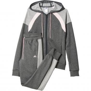 adidas Young Cott Suit - Chándal para mujer, color gris/rosa