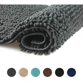 FCSDETAIL Alfombras de Baño de Pelo Largo Antideslizantes 50X80 cm, Tapete para el Piso Lavable a Máquina con Microfibra de Chenilla Absorbente de Agua Suave para Bañera, Ducha y Baño