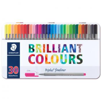 Rotuladores Triplus Fineliner 30 Colores Punta Superfina 0.3 mm Estuche Metálico