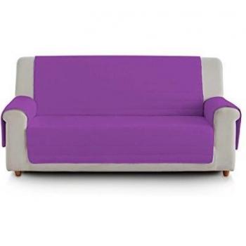 Eiffel Textile FSA0022 Cubre Sofa Acolchado Reversible, 4 Plazas, Poliéster, Lila/Fucsia