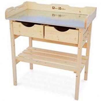 Mesa de jardín Sweeek Petunia con 2 cajones, madera, dimensiones 80x45x86 cm