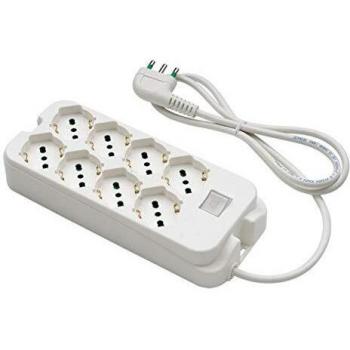 Multipresa Fanton 8 Salidas con Interruptor 2P+T 16A - Blanco