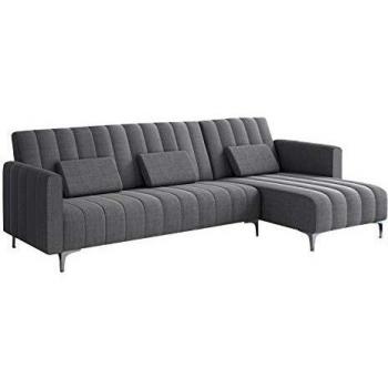 Comfort Products SelectionHome - Sofa Chaise Longue, Convertible en Cama, Reversible, Modelo Milano, Acabado en Gris Claro a Rayas, Medidas: 267 cm