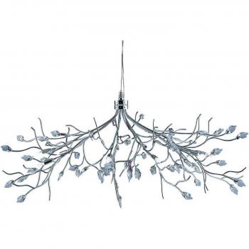 Suspensión Wisteria Chrome 10 bombillas 101cm con diseño de flores, acabado en cromo, incluye cristales y utiliza lámparas G4