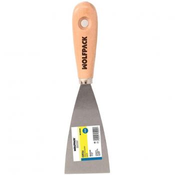 Espátula de yesero con mango de madera y hoja de acero de 40 mm.