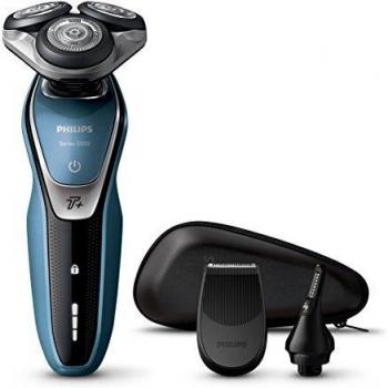 Philips Serie 5000 S5630/45 - Afeitadora eléctrica para hombre rotativa, perfilador patillas, naricero estuche de viaje