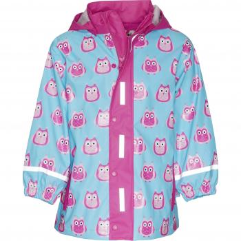 Chaqueta impermeable para niñas Playshoes búhos azul/rosa talla 116