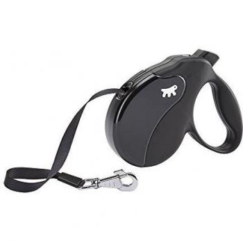 Ferplast - Correa retráctil para Perros Amigo Tape M, Cinta Extensible, 5 m, máx. 25 kg, Negro