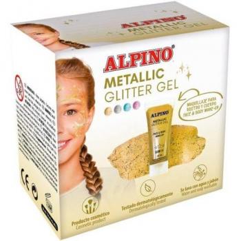 MAQUILLAJE ESTUCHE 6 GLITTER GEL METALICO ORO ALPINO