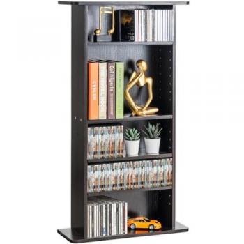 Mueble de Almacenamiento Multimedia Vevor, Estante para DVD de 5 Capas, Capacidad para 240 CDs, Estantes Ajustables, Protección y Organización de Música y Películas