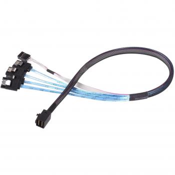 Silverstone SST-CPS05 - Cable con blindaje Grueso Interno Mini SAS SFF8643 a 4 SATA 7pin
