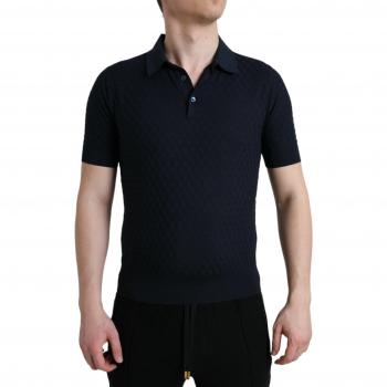 Dolce & Gabbana Dark Blue Silk Collared Short Sleeve Polo T-shirt for Men, Size XS