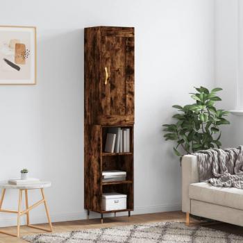 Aparador de madera contrachapada roble ahumado 34,5x34x180 cm
