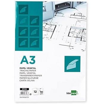 Papel vegetal A3 90g/m2 (12h en sobre)