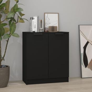 Aparador de madera contrachapada negro 60x30x70 cm, Mueble de Almacenaje de Salón, Armarios con Puertas, Cajón de Madera, Buffet para salón Moderno, Armario Auxiliar