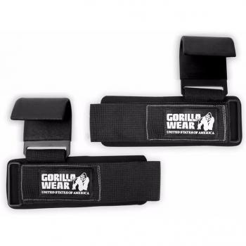 Gorilla Wear Weight Lifting Hooks - Black/White, One Size